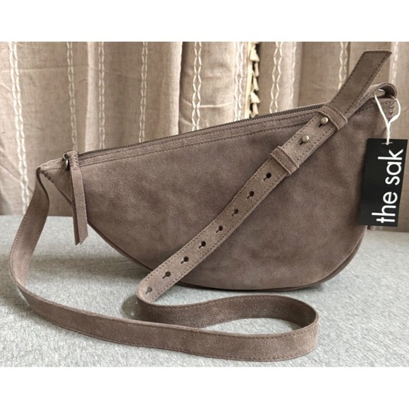 The Sak Handbags - The Sak Suede Saddle Crossbody Bag in Taupe Brown